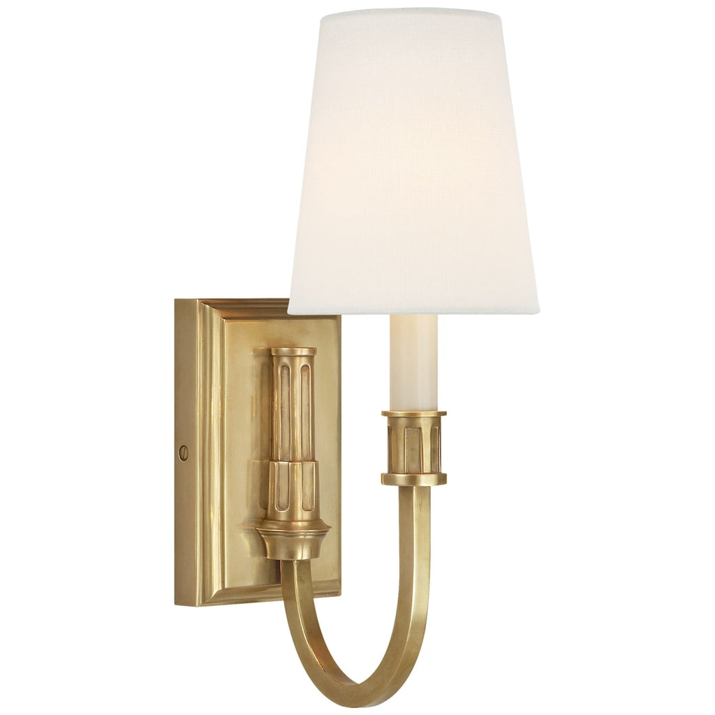 Modern Library Sconce - Linen - Hand-Rubbed Antique Brass | Open Box - Light House Co.