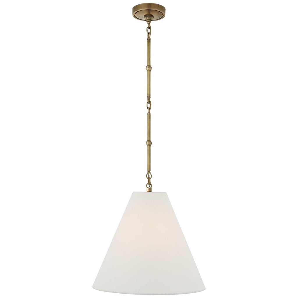 4.75" x 15" x 13" Linen Shade for Goodman Pendant (Small / Hand-Rubbed Antique Brass / Linen) - Light House Co.