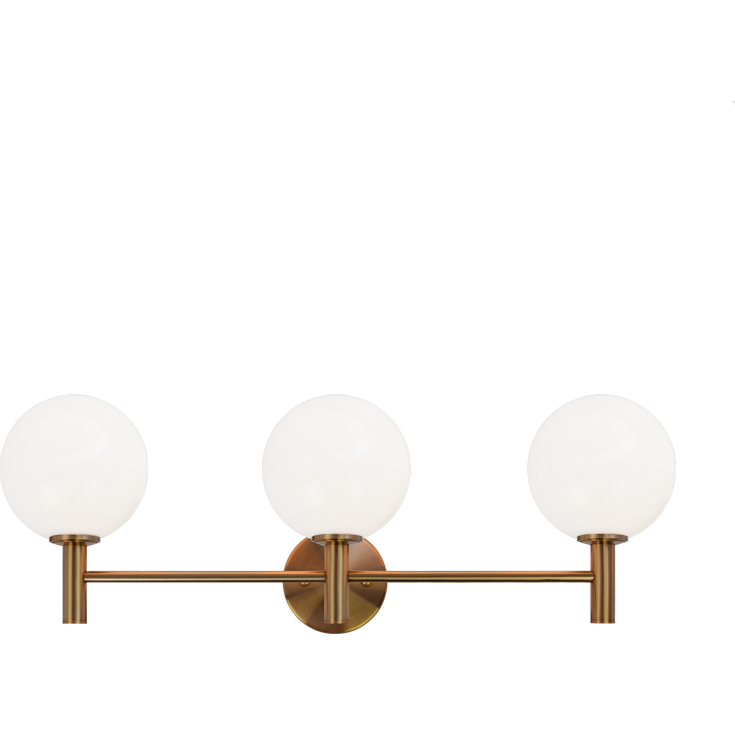 Cosmo 3-Light Vanity | Aged Gold Brass/Opal Glass