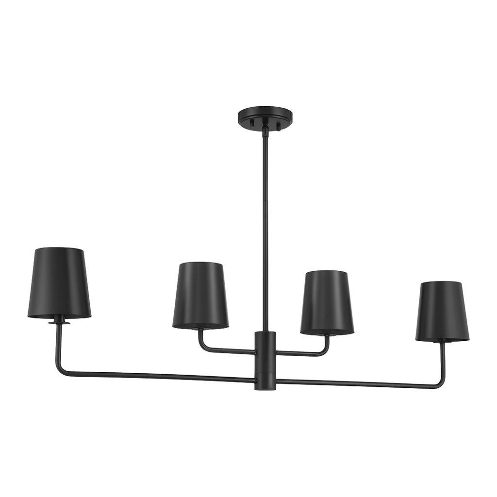 4-Light Linear Chandelier in Matte Black - Light House Co.