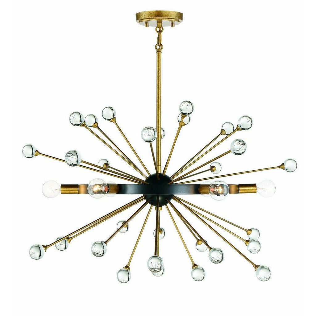 Ariel 6-Light Chandelier in Como Black with Gold Accents