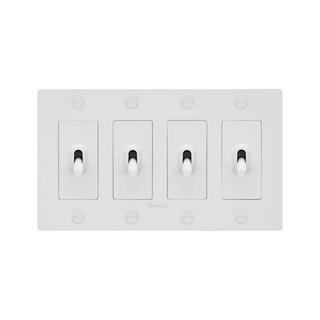 4G Toggle Switch / Cross / With Logo / White |  | Buster and Punch - Light House Co.