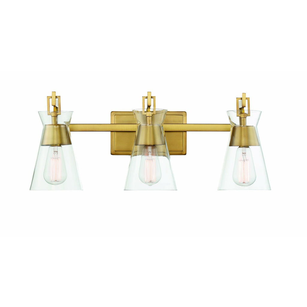 Lakewood 3-Light Bathroom Vanity Light in Warm Brass