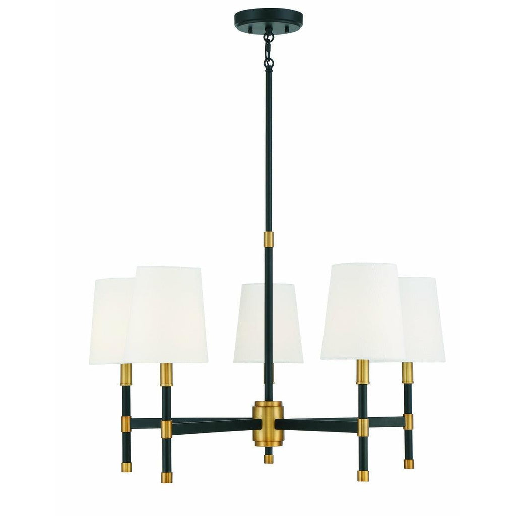 Brody 5-Light Chandelier in Matte Black with Warm Brass Accents