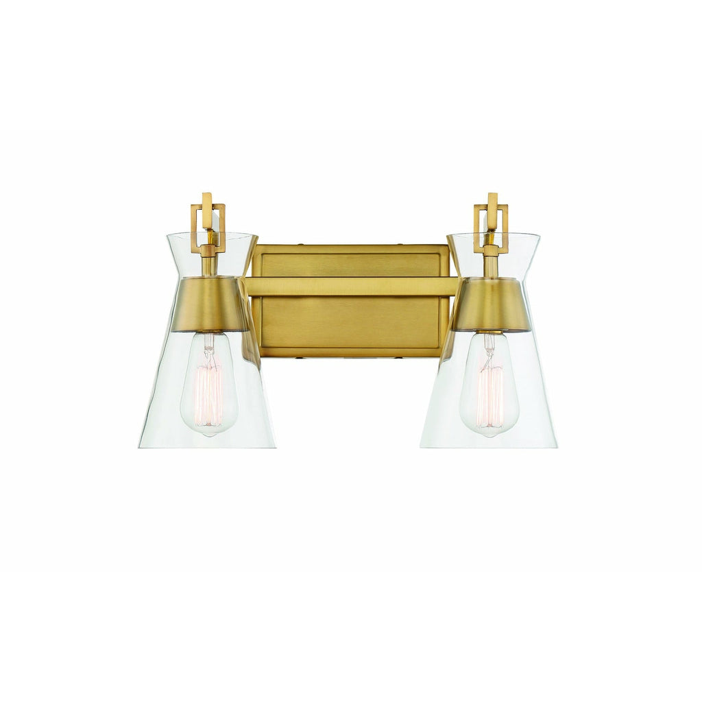 Lakewood 2-Light Bathroom Vanity Light in Warm Brass