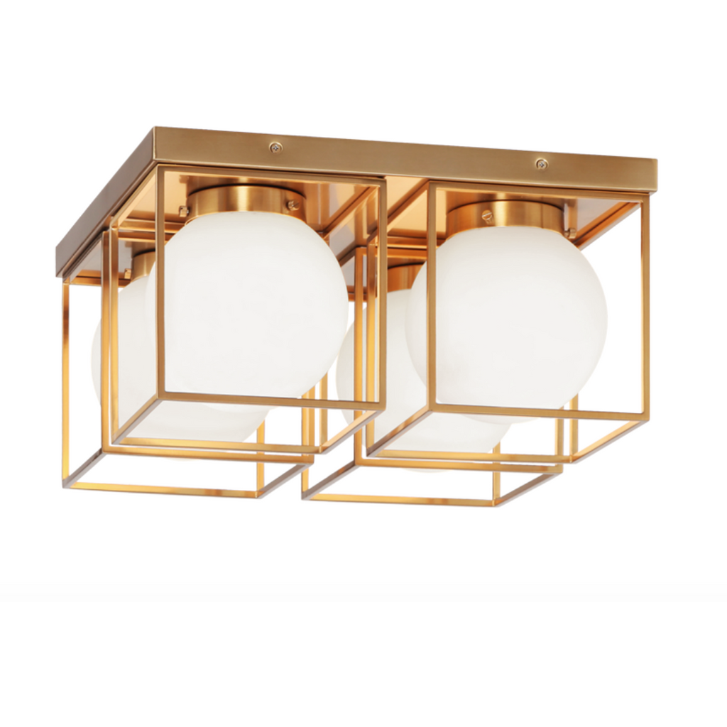 Squircle 4-Light Flush Mount | Aged Gold Brass