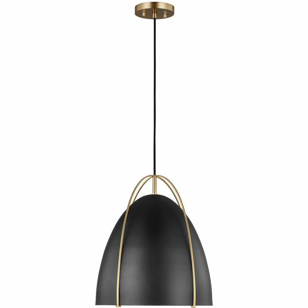 Norman One Light Pendant - Medium - Black/Satin Brass | Open Box - Light House Co.
