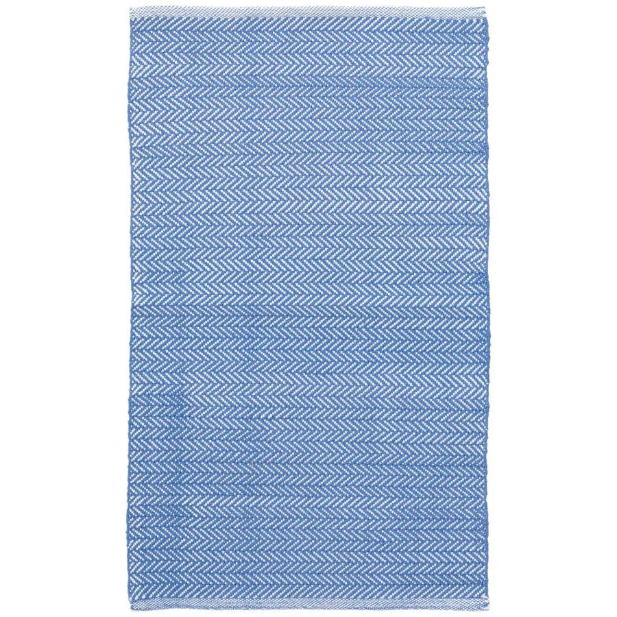 Herringbone French Blue 4 x 6 /White Handwoven Indoor/Outdoor Rug | Open Box - Light House Co.