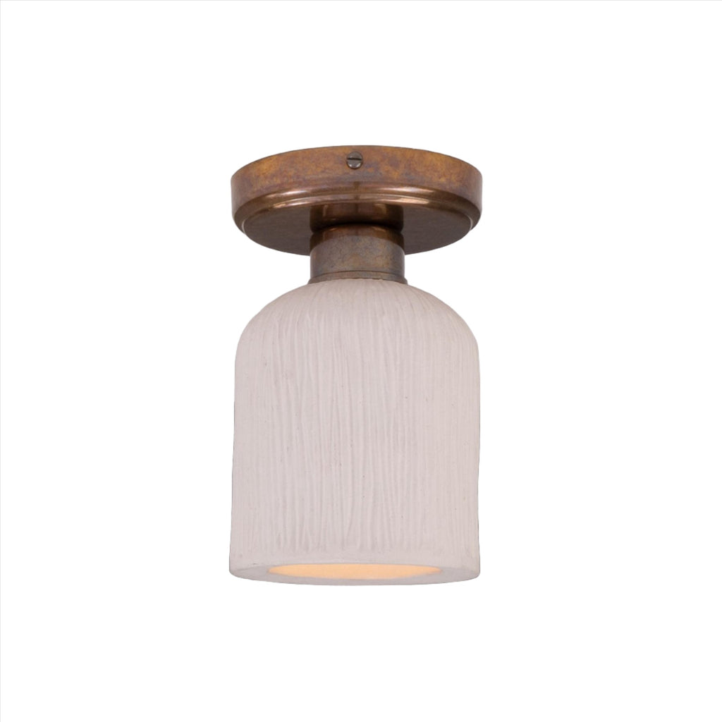 Osier Organic Ceramic Ceiling Light 12cm, Matte White Striped - Light House Co.