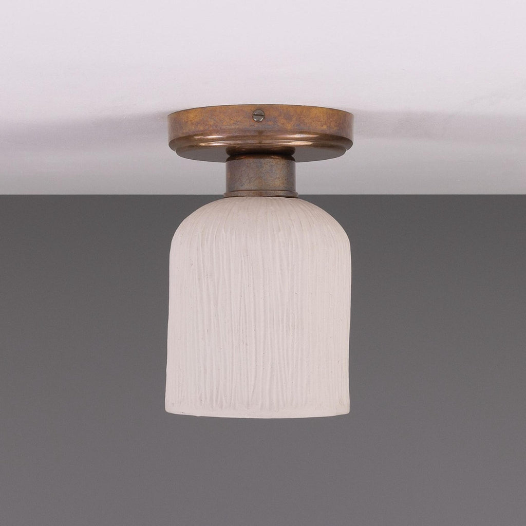 Osier Organic Ceramic Ceiling Light 12cm, Matte White Striped - Light House Co.