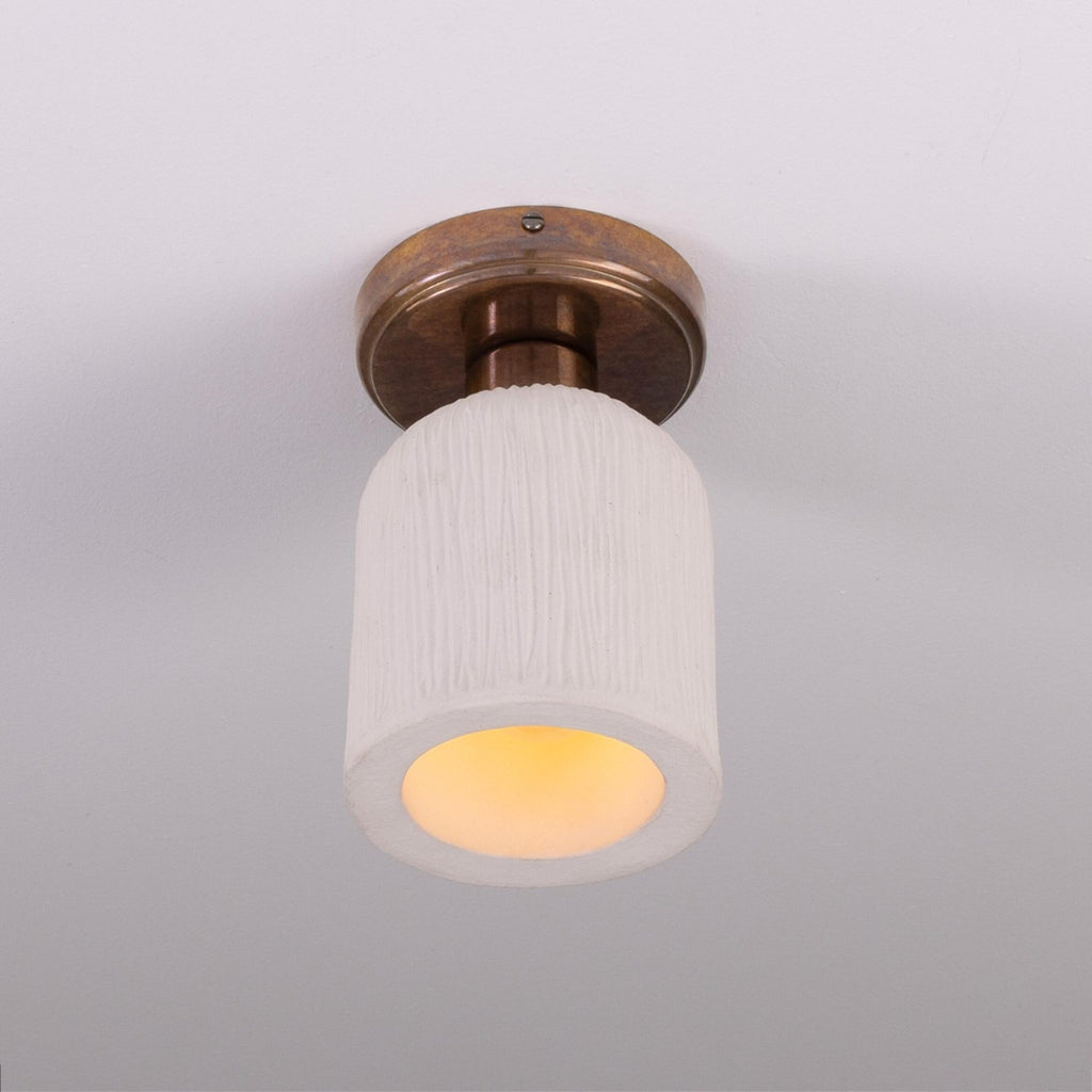 Osier Organic Ceramic Ceiling Light 12cm, Matte White Striped - Light House Co.