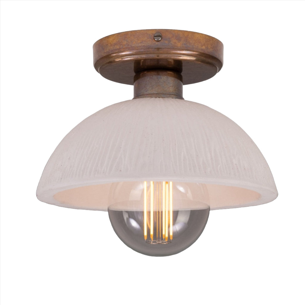 Kauri Organic Ceramic Dome Ceiling Light 20cm, Matte White Striped - Light House Co.