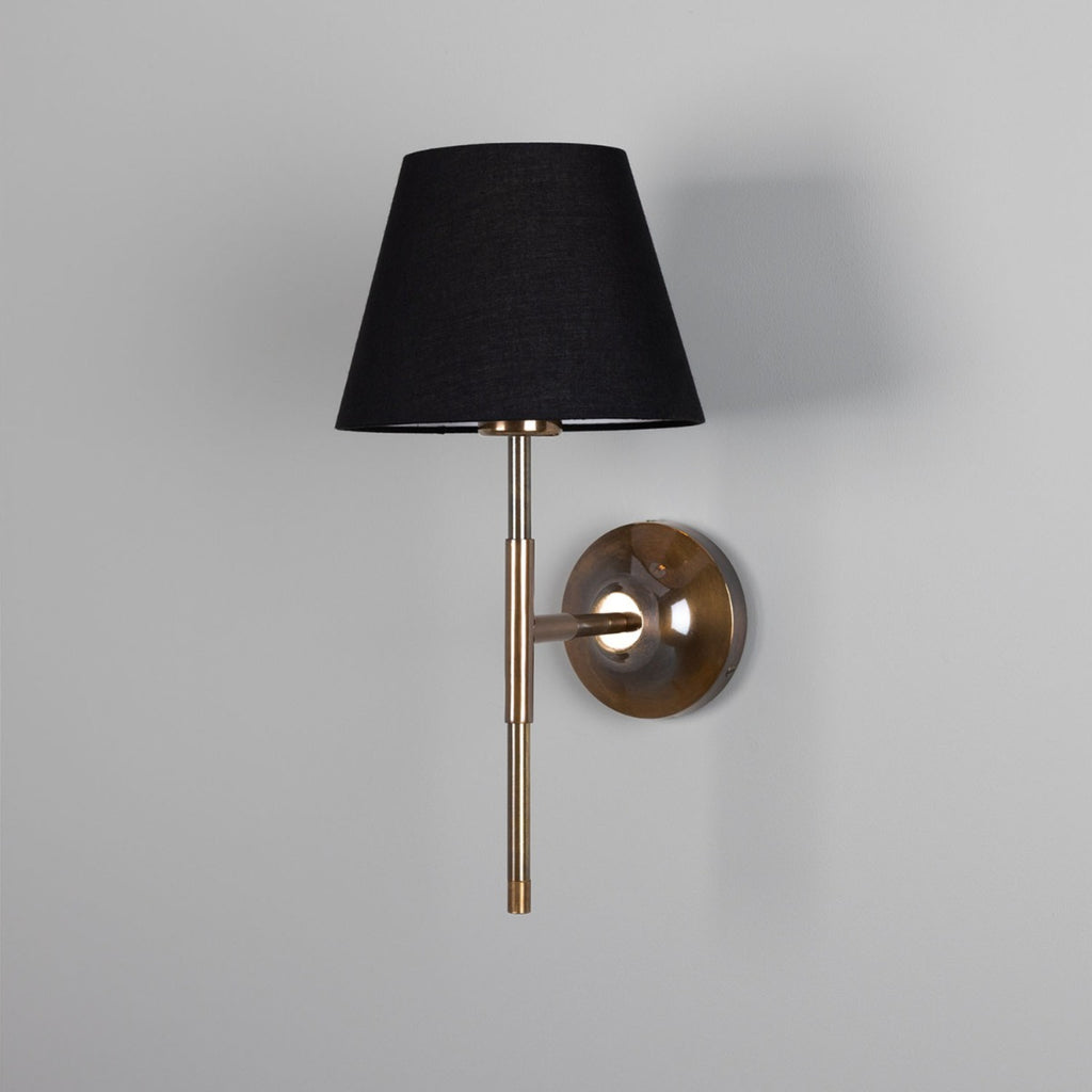 Tenby Modern Brass Wall Sconce with Empire Fabric Shade - Light House Co.