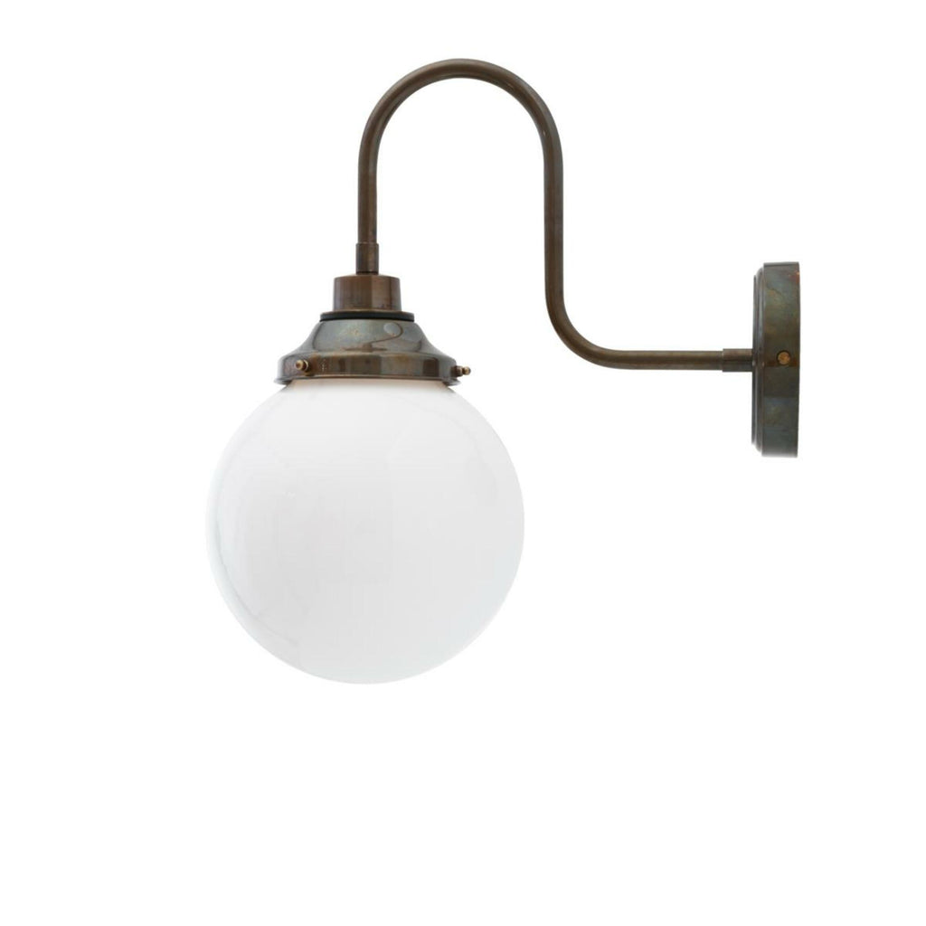 Pelagia Opal Globe Swan Neck Wall Light 7.9" IP44 - Light House Co.