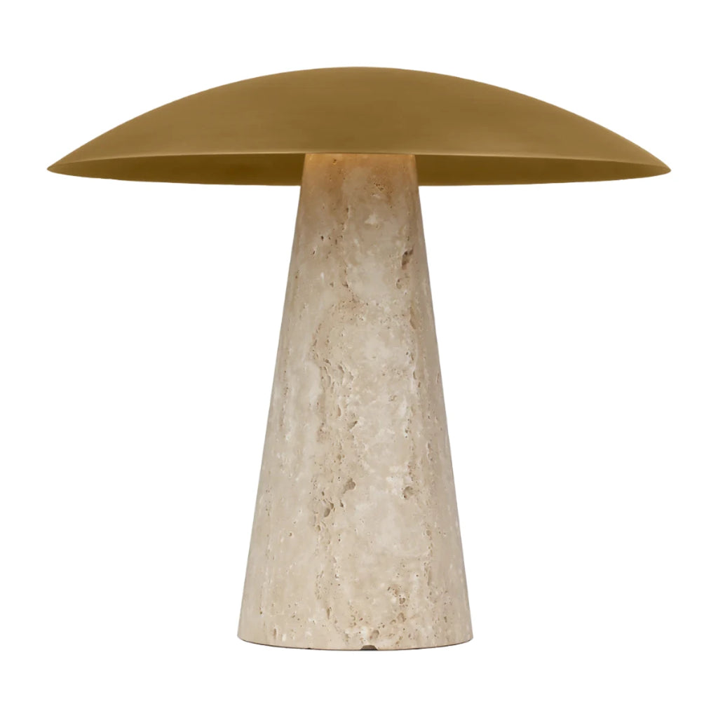Aegis Medium Travertine Table Lamp - Light House Co.