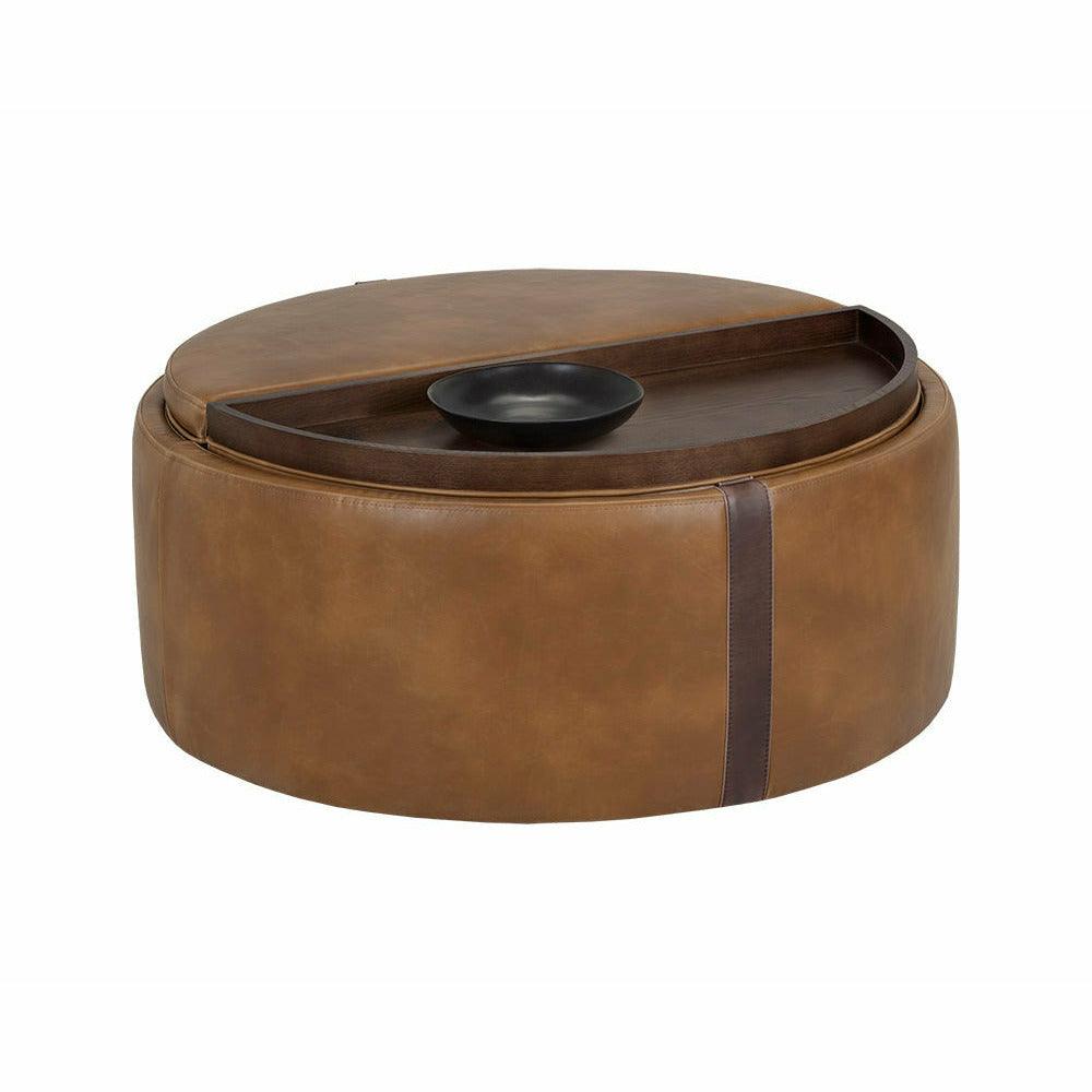 Borelli Wheeled Storage Ottoman - Tobacco Tan / Autumn Chestnut - Light House Co.