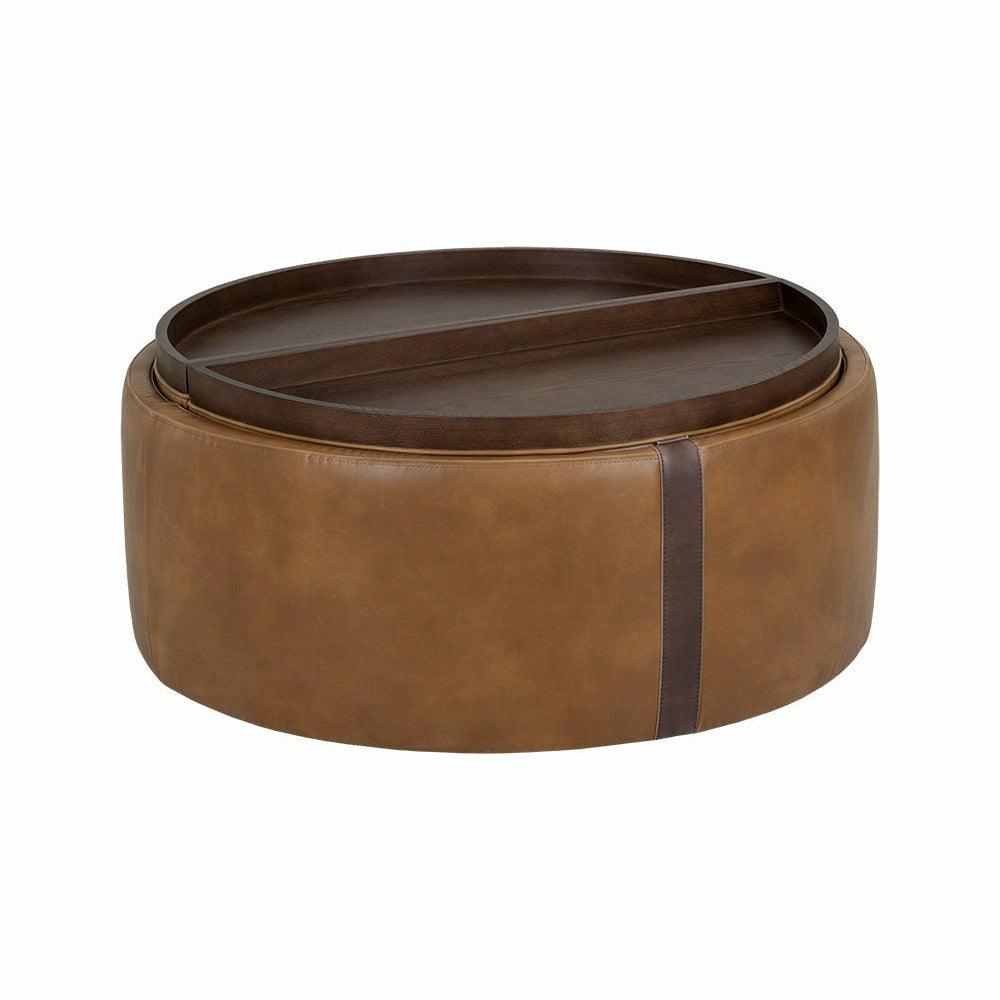 Borelli Wheeled Storage Ottoman - Tobacco Tan / Autumn Chestnut - Light House Co.