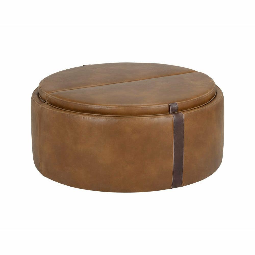 Borelli Wheeled Storage Ottoman - Tobacco Tan / Autumn Chestnut - Light House Co.