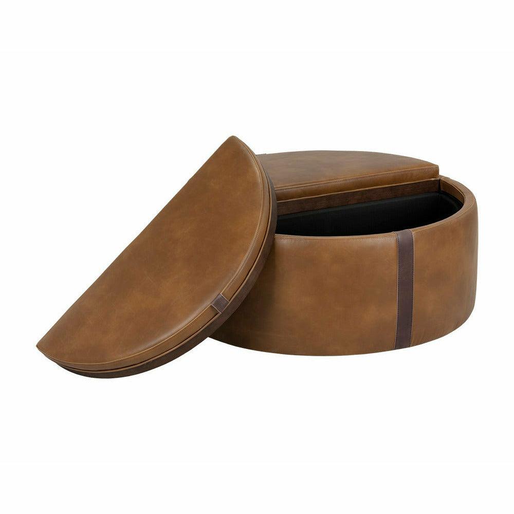 Borelli Wheeled Storage Ottoman - Tobacco Tan / Autumn Chestnut - Light House Co.