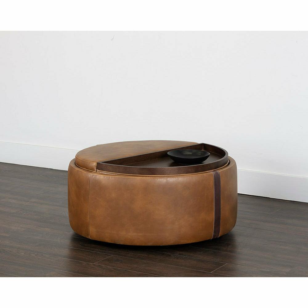 Borelli Wheeled Storage Ottoman - Tobacco Tan / Autumn Chestnut - Light House Co.