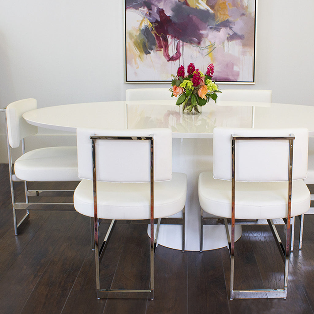 Preston Oval Dining Table - Glossy White Lacquer